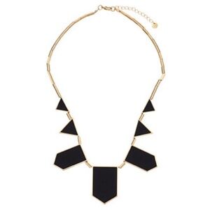 House of Harlow 1960 Black and Gold Stations Geometric Gold Bib Necklace